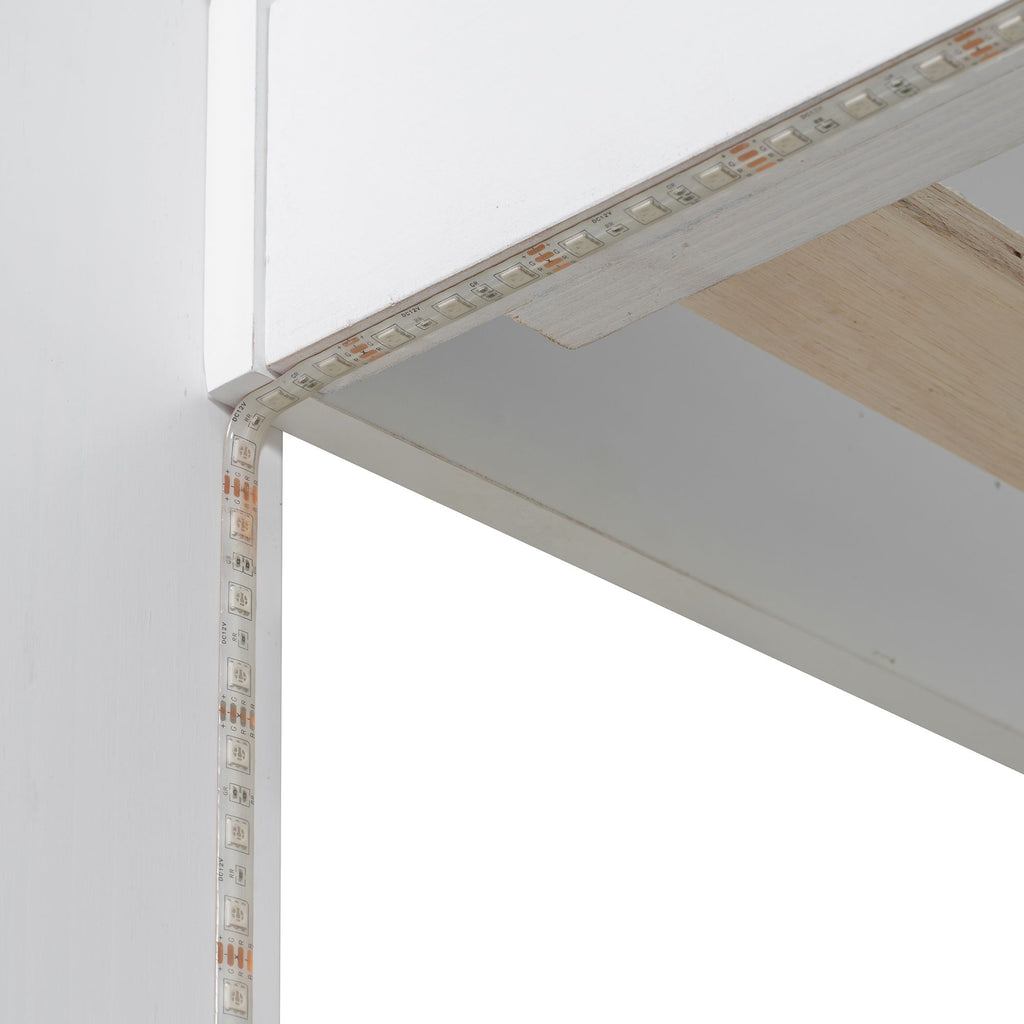 Bunk Bed With Storage Shelves, LED Lighting, Charging Station And Drawer