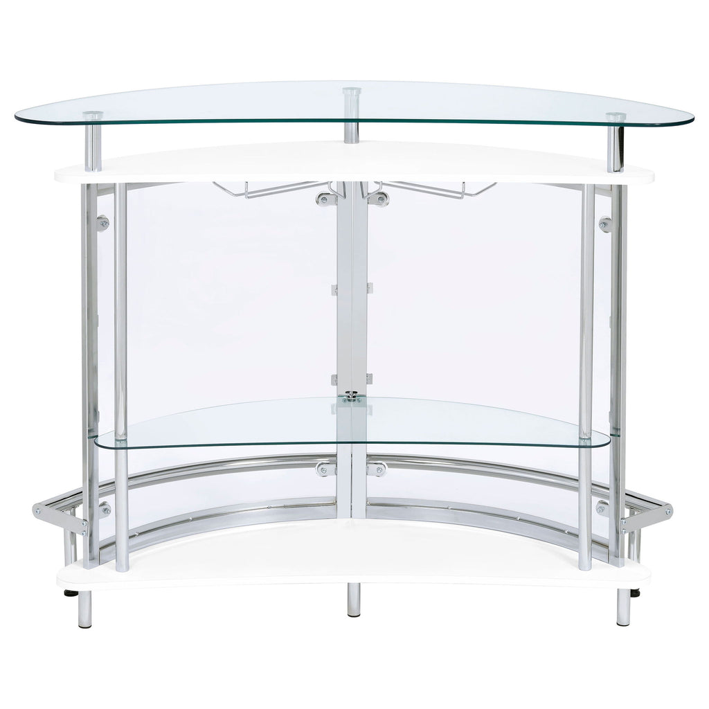 Strick - Freestanding Glass Top Home Bar Wine Cabinet - White