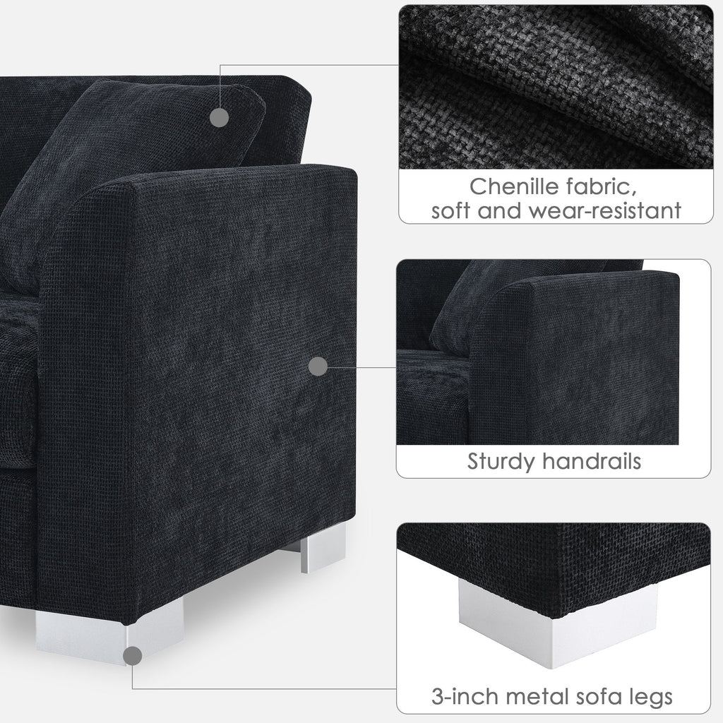 Modern Cloud Sectional Sofa L Shaped Luxury Couch Set With 2 Free Pillows 4 Seat With Oversized Chaise