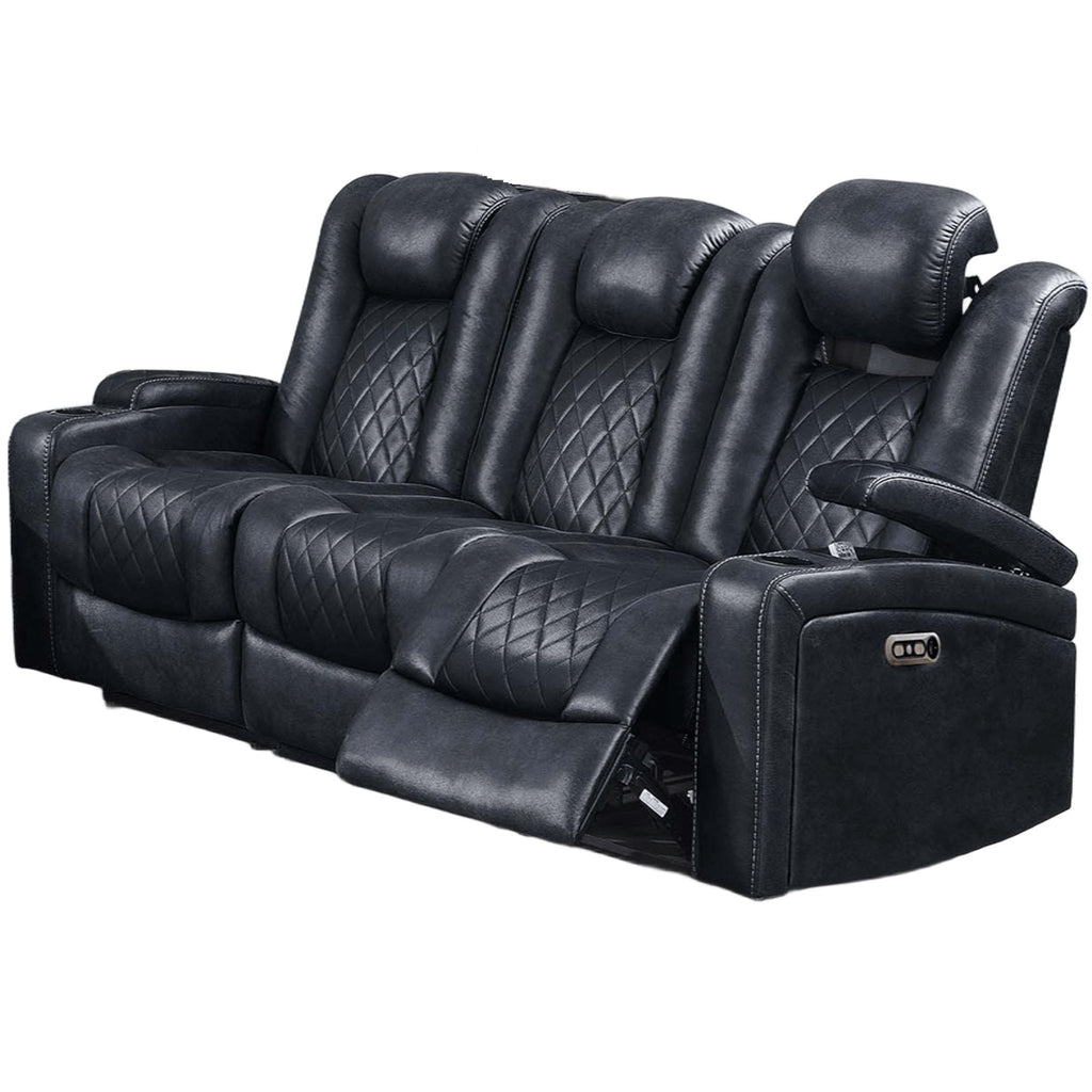 Power Reclining Sofa With Adjustable Headrest - Inky Blue