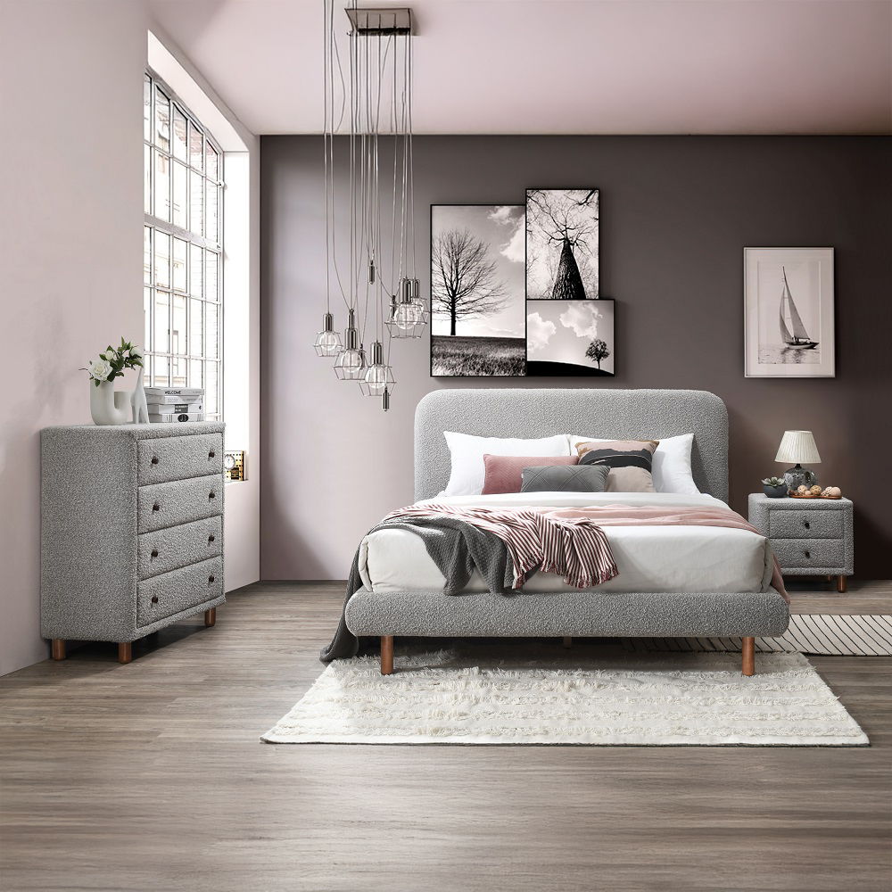 Cleo - Nightstand - Gray Boucle