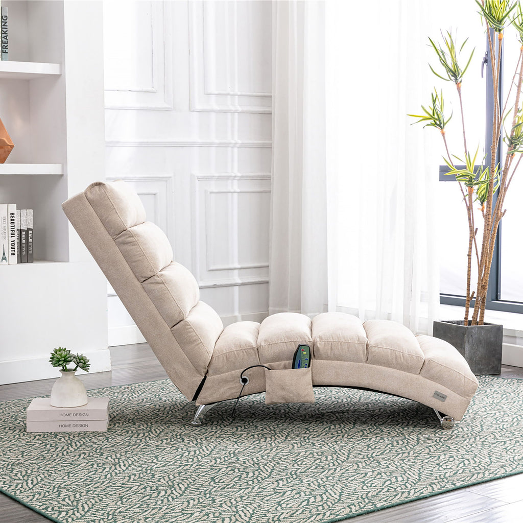Massage Chaise Lounge Indoor With Remote Control, Ergonomic Electric Massage Lounger