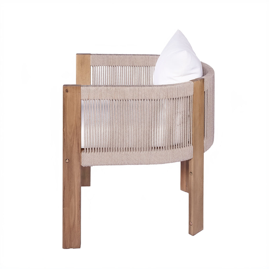 Matera - Patio Dining Chair (Set of 2) With Wraparound Back And Removable Cushion Cover - Teak / Beige