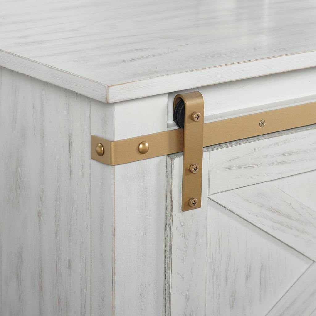 Console Table With Storage Drawer And Open Shelves - Antique White / Gold