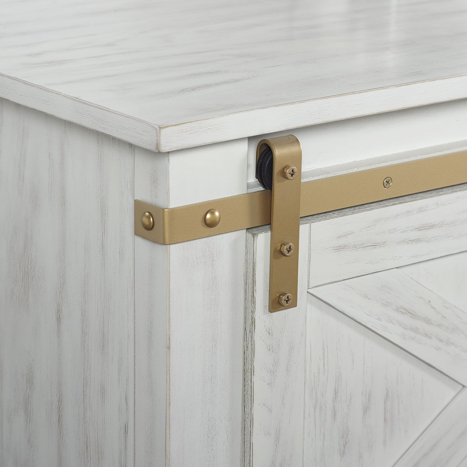 Console Table With Storage Drawer And Open Shelves - Antique White / Gold