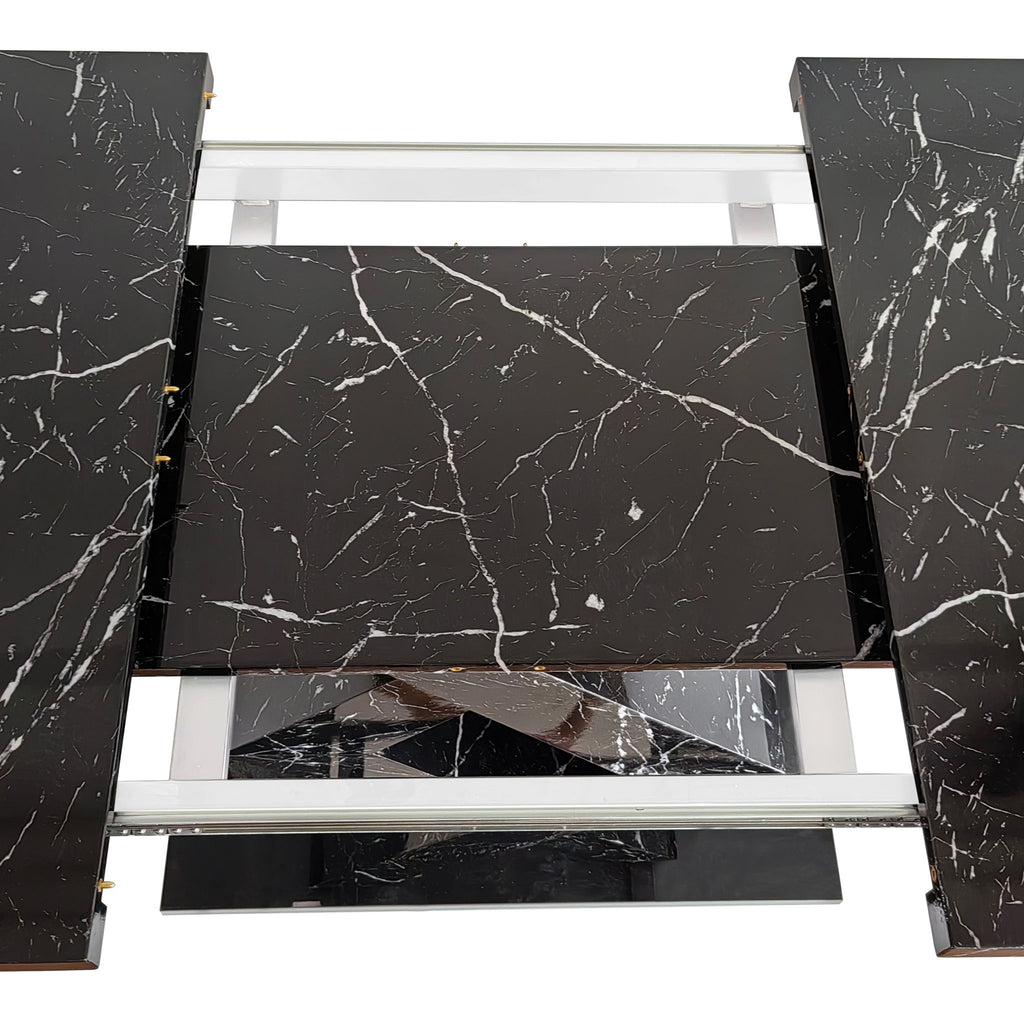 Modern Rectangle Dining Table With Stretchable TopAnd X Shape Legs