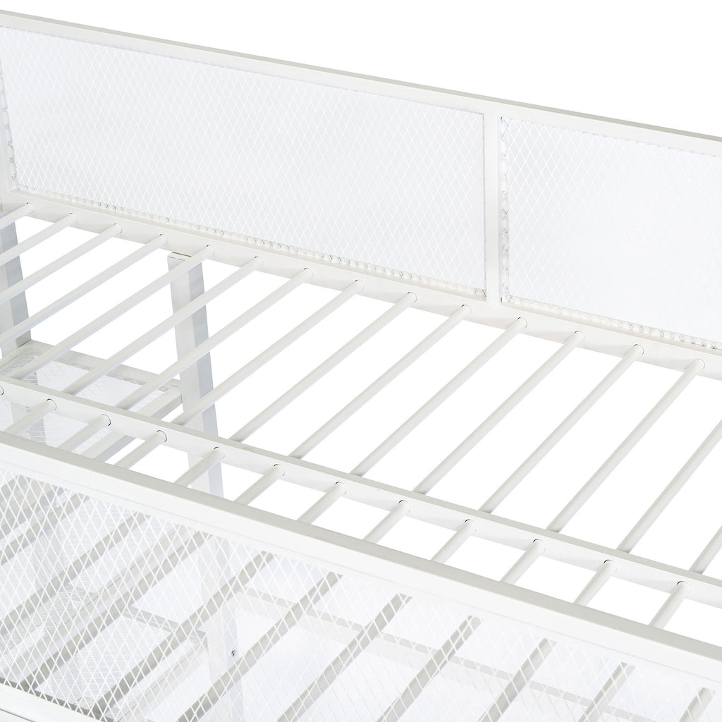 Loft Bed With 4 Tier Shelves And Storage