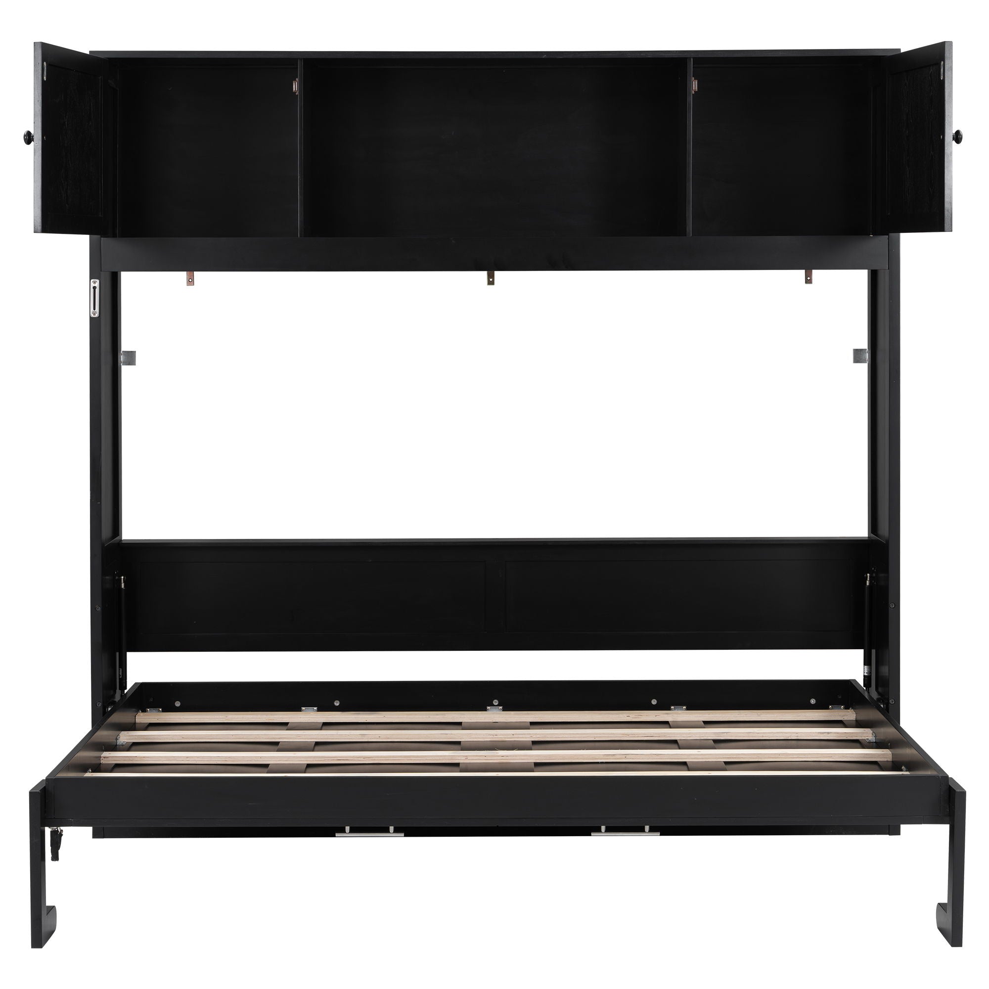 Rustic Casual Murphy Bed With Storage Cabinets