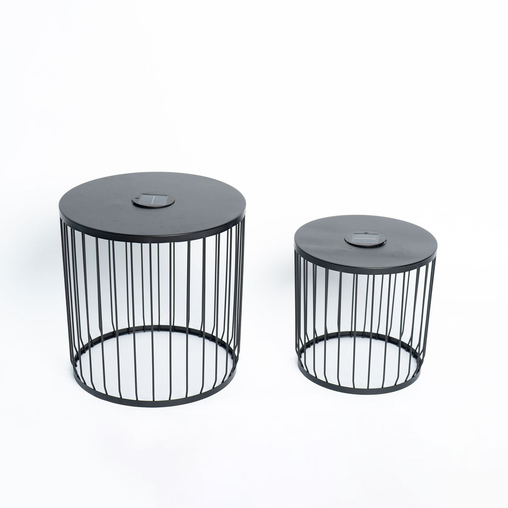 Solar Powered Nesting Side Table Set - Black