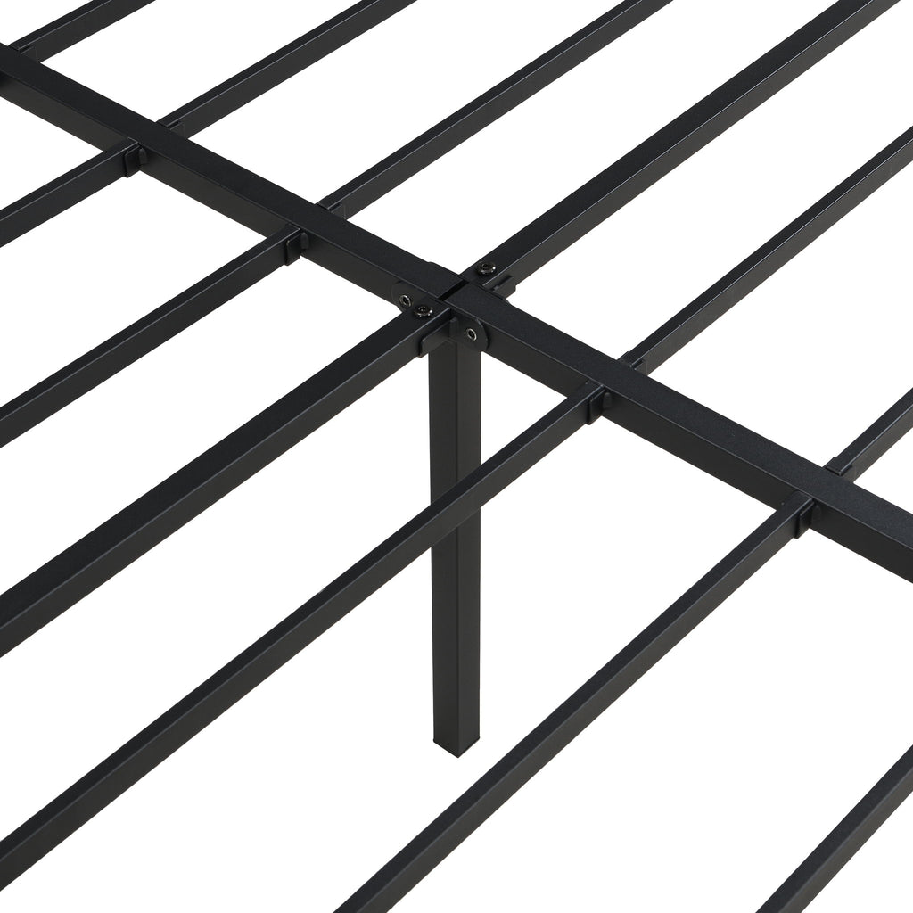 Heavy Duty Queen Size Bed Frame With Quiet Support - Black