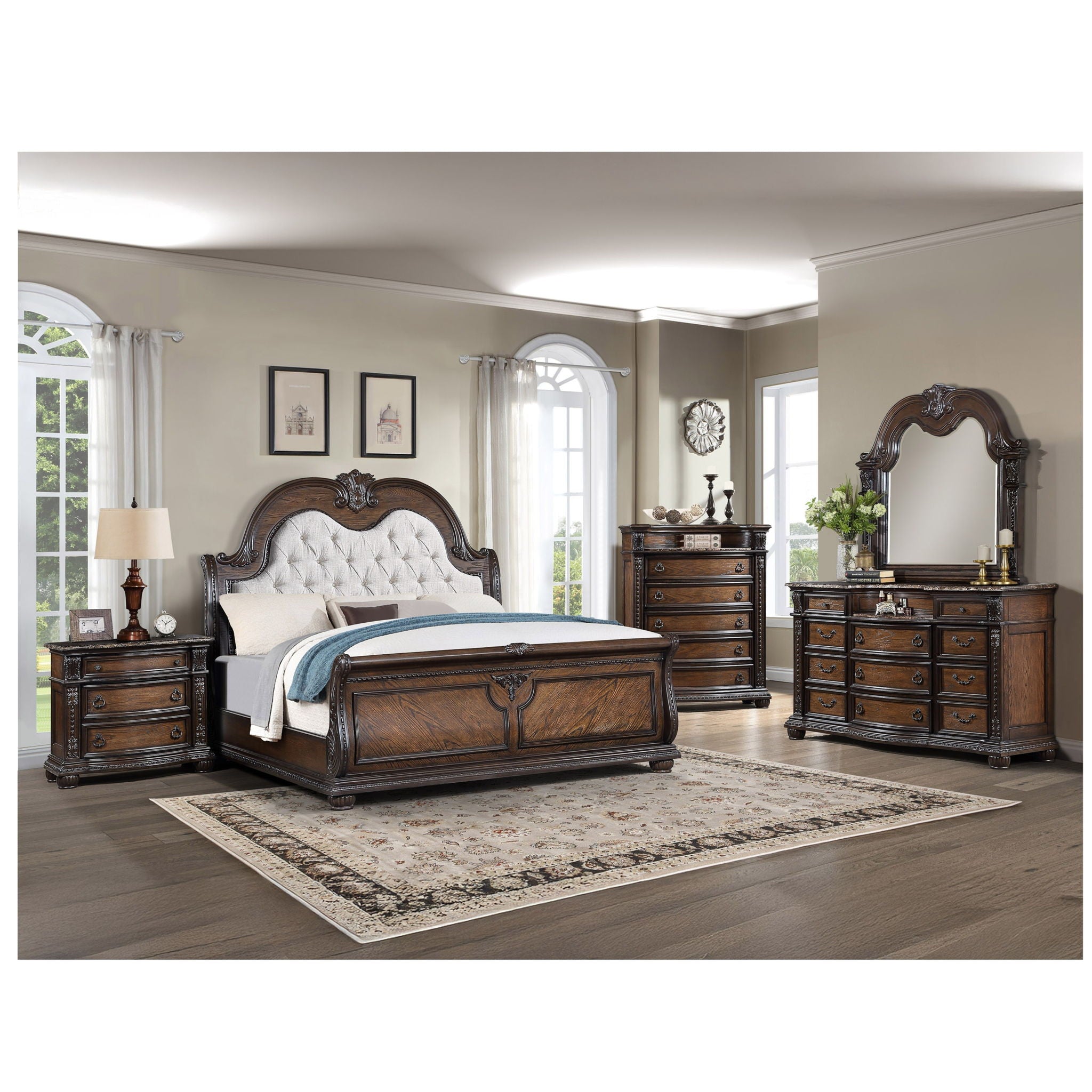 5 Drawer Tall Chest - Brown / Coffee