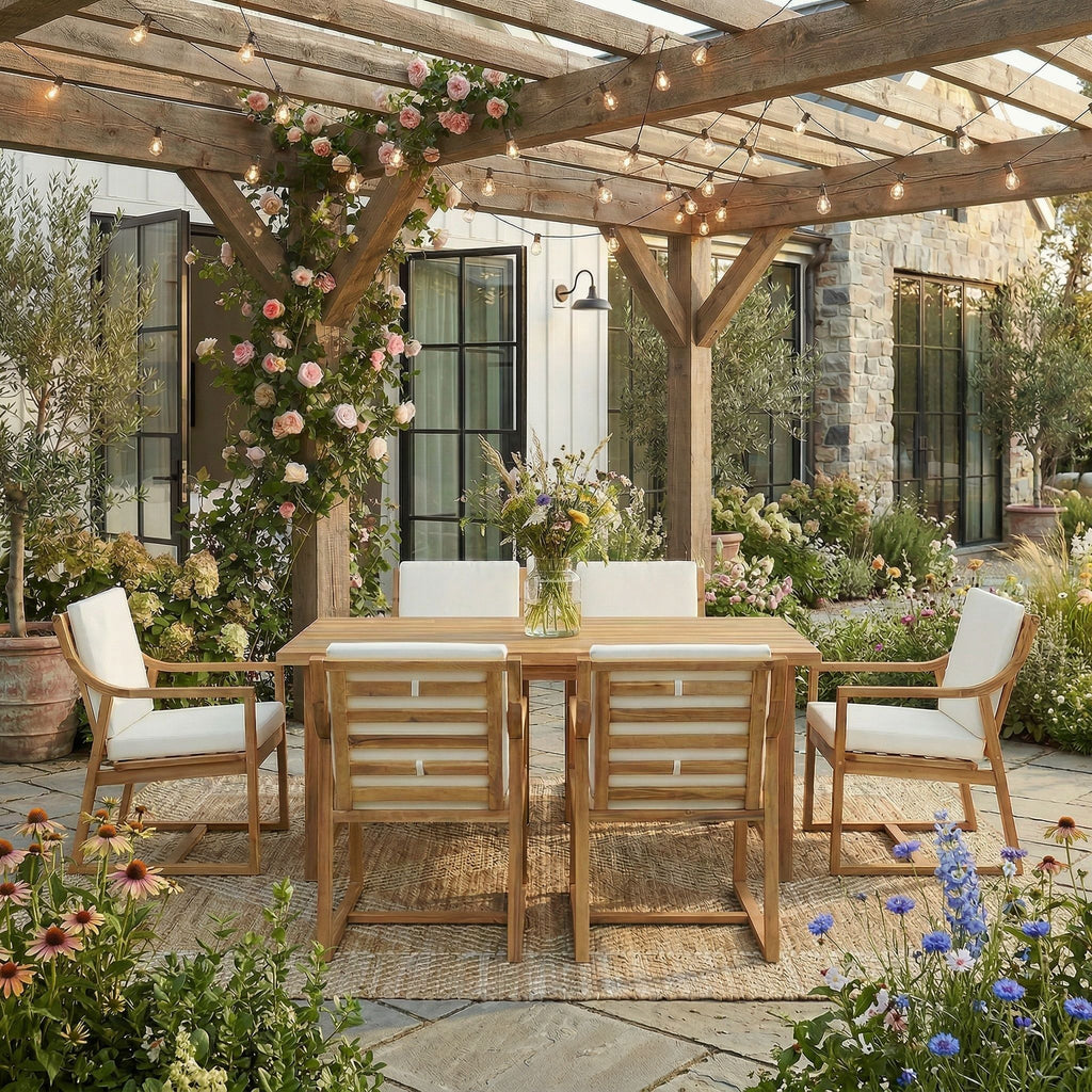 7 Piece Modern Outdoor Dining Set, Patio Furniture