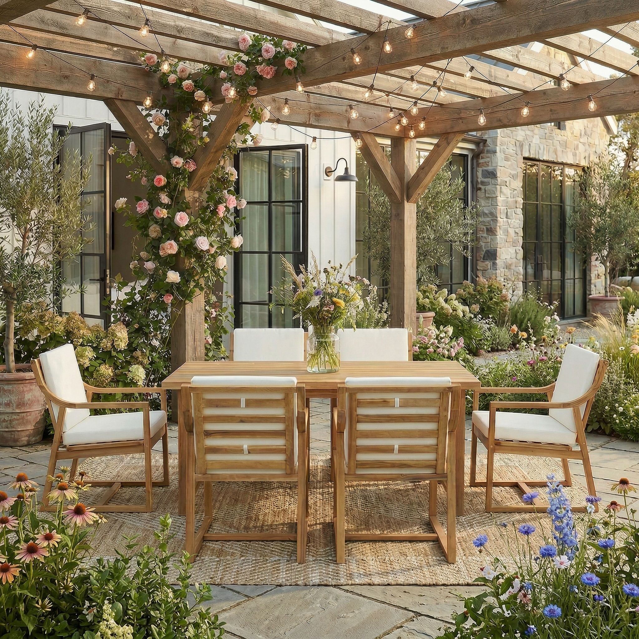 7 Piece Modern Outdoor Dining Set, Patio Furniture