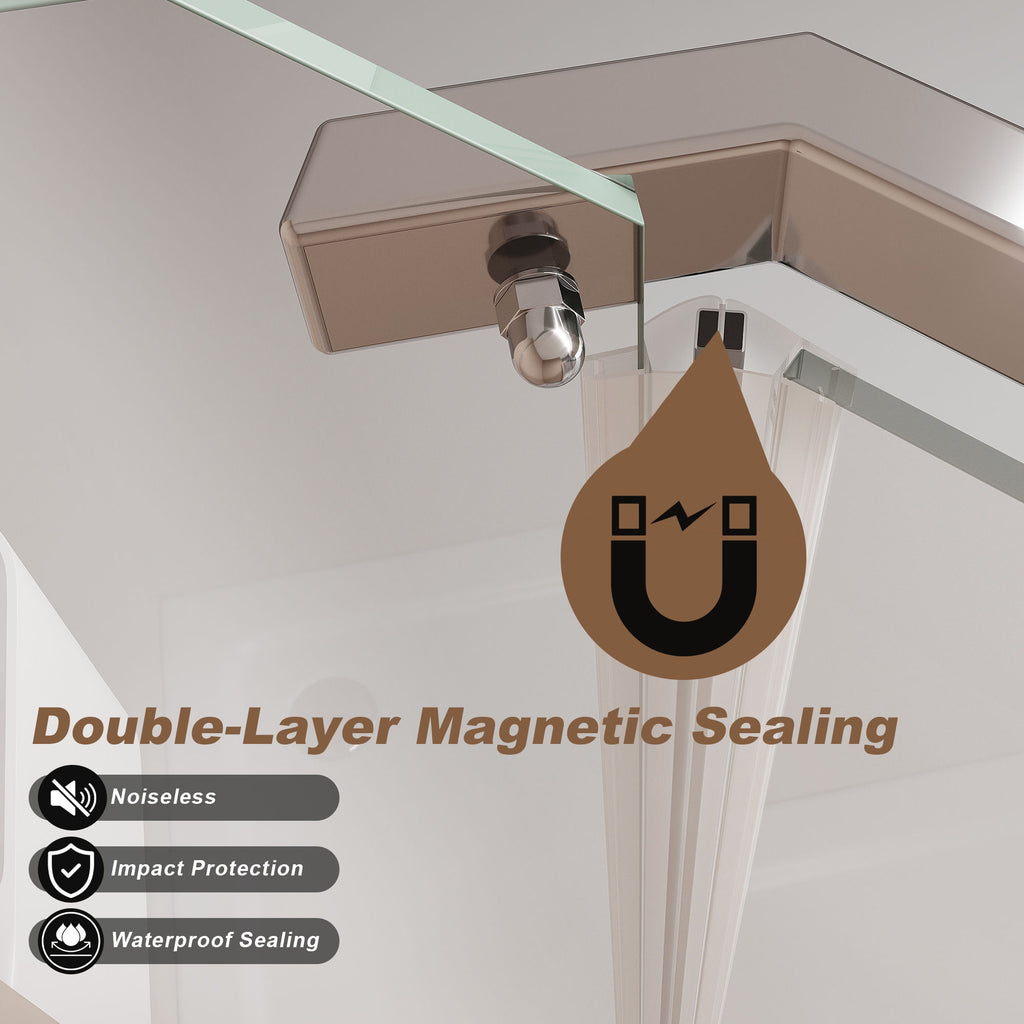 Frameless Neo Angle Shower Door WithTempered Glass