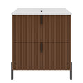 Fluted Bathroom Vanity With Ceramic Sink, Freestanding Design