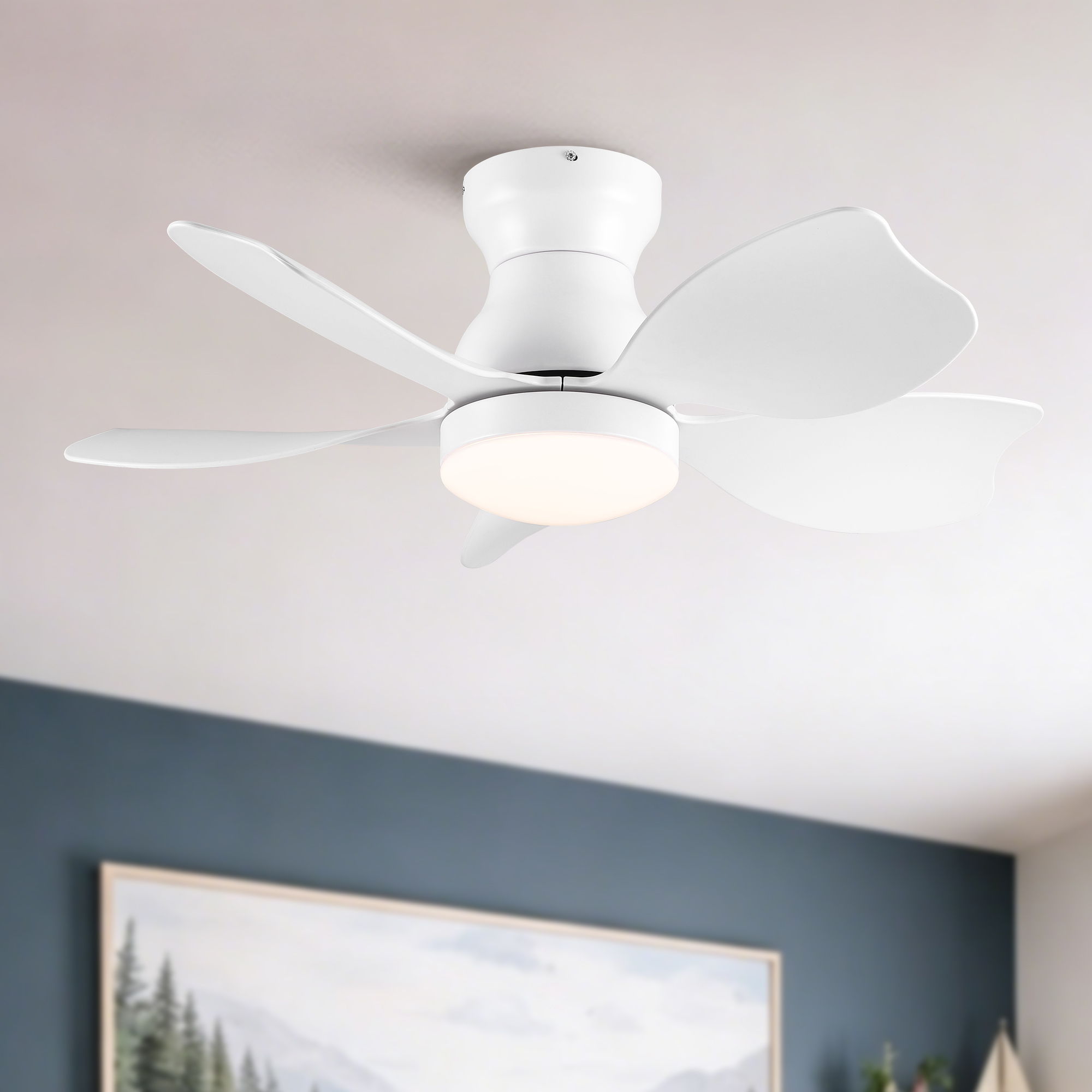 Low Profile Flush Mount Ceiling Fan With Light