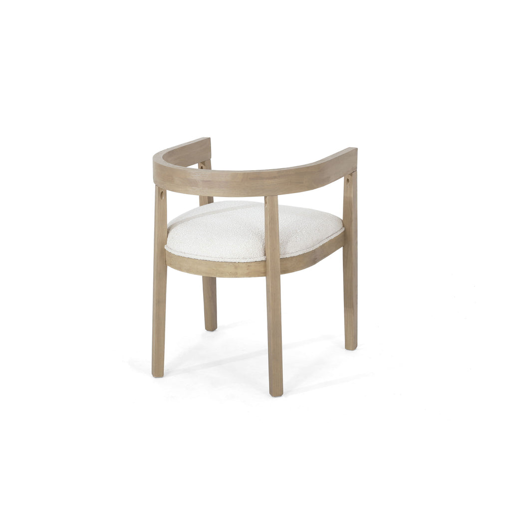 Modern Mid Century Dining Arm Chair Set With Upholstered Frame - Natural