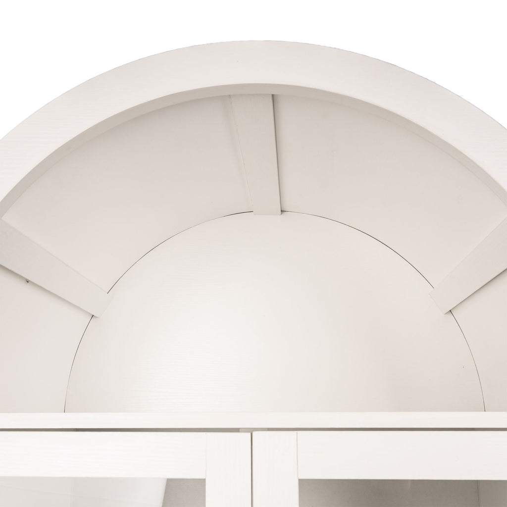 Arched Kitchen Pantry Cabinet With Adjustable Shelves & Barn Door Design