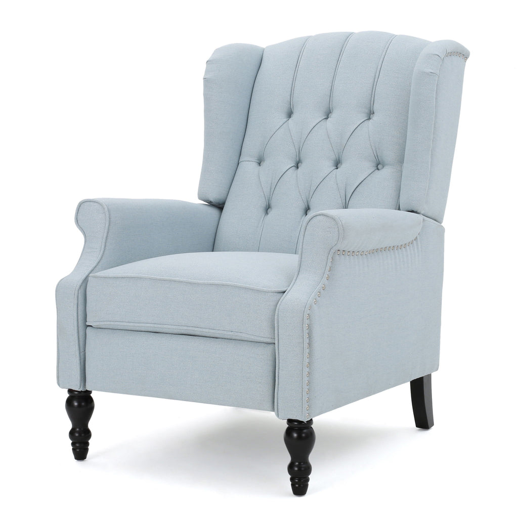 Armchair Recliner With Pushback Mechanism And Wingback Design
