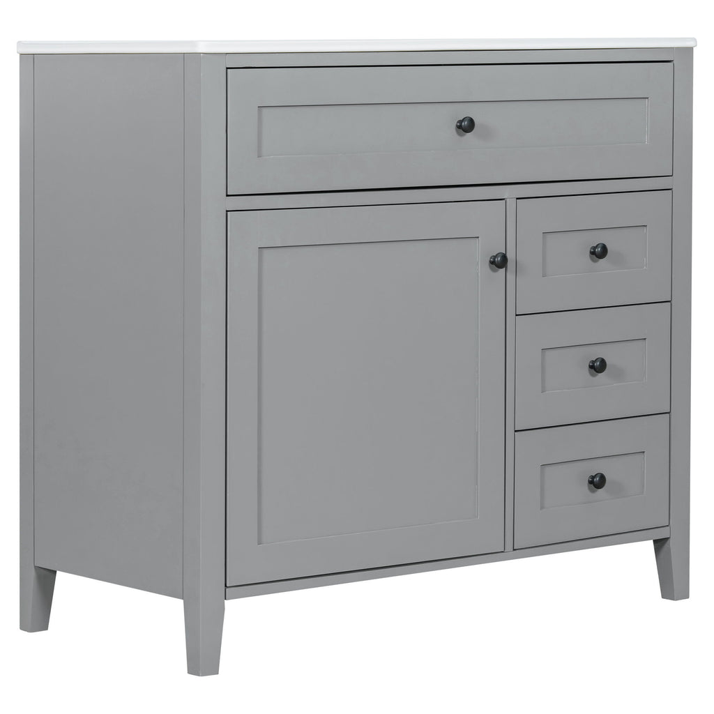 Bathroom Vanity With Sink, Cabinet With 3 Drawers And Adjustable Shelf