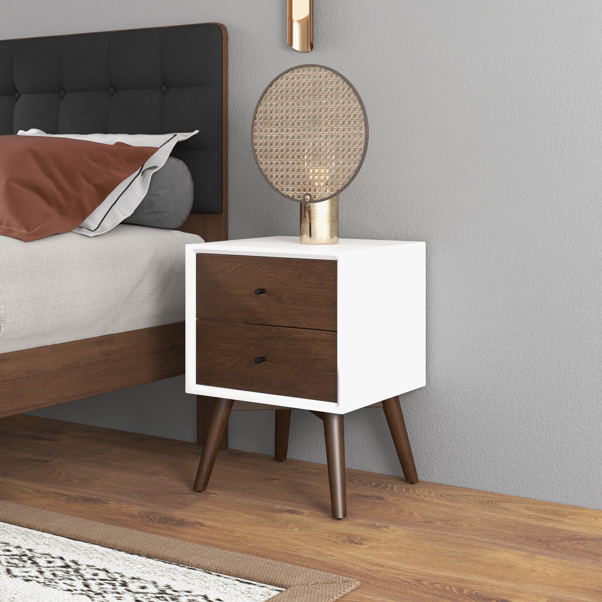 Caroline - Mid-Century Modern Style Night Stand 2 Drawer
