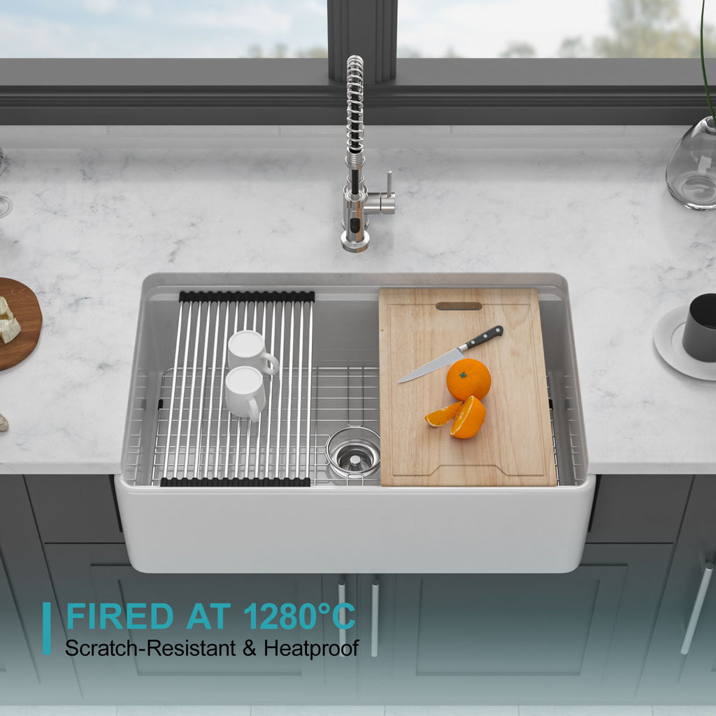Kitchen Sink Workstation, Single Bowl - White