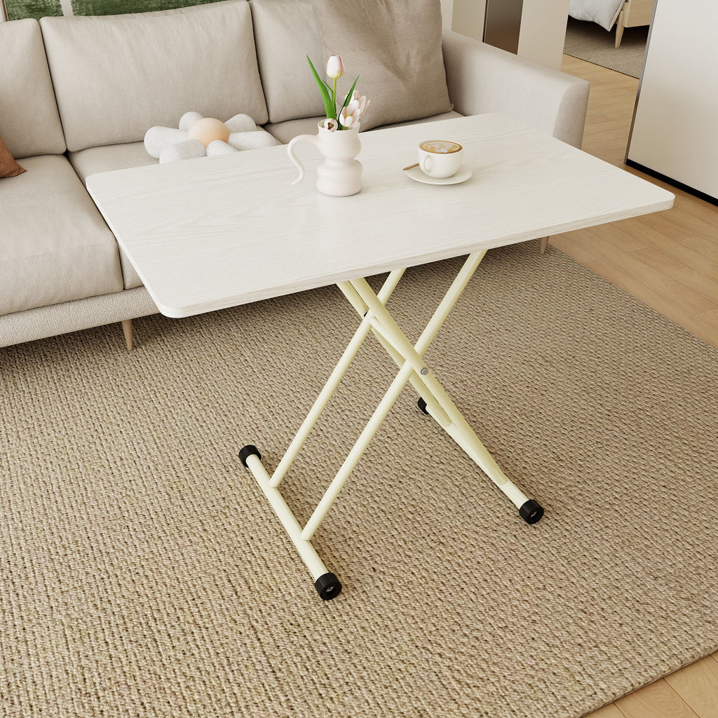 Adjustable Standing Table, Indoor & Outdoor Use, Portable With Adjustable Height - Off White / White