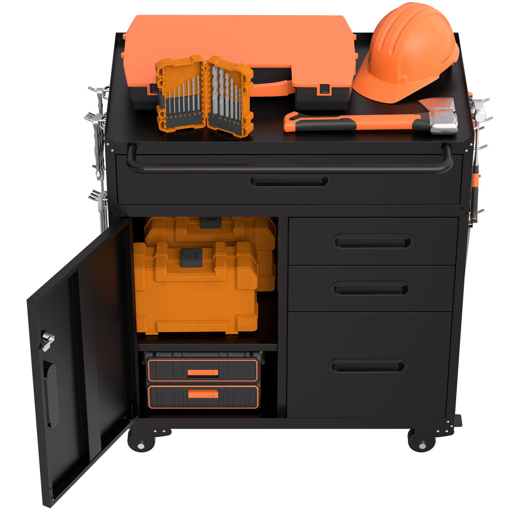 Rolling Tool Cabinet Heavy Duty Garage Storage With Lockable Doors