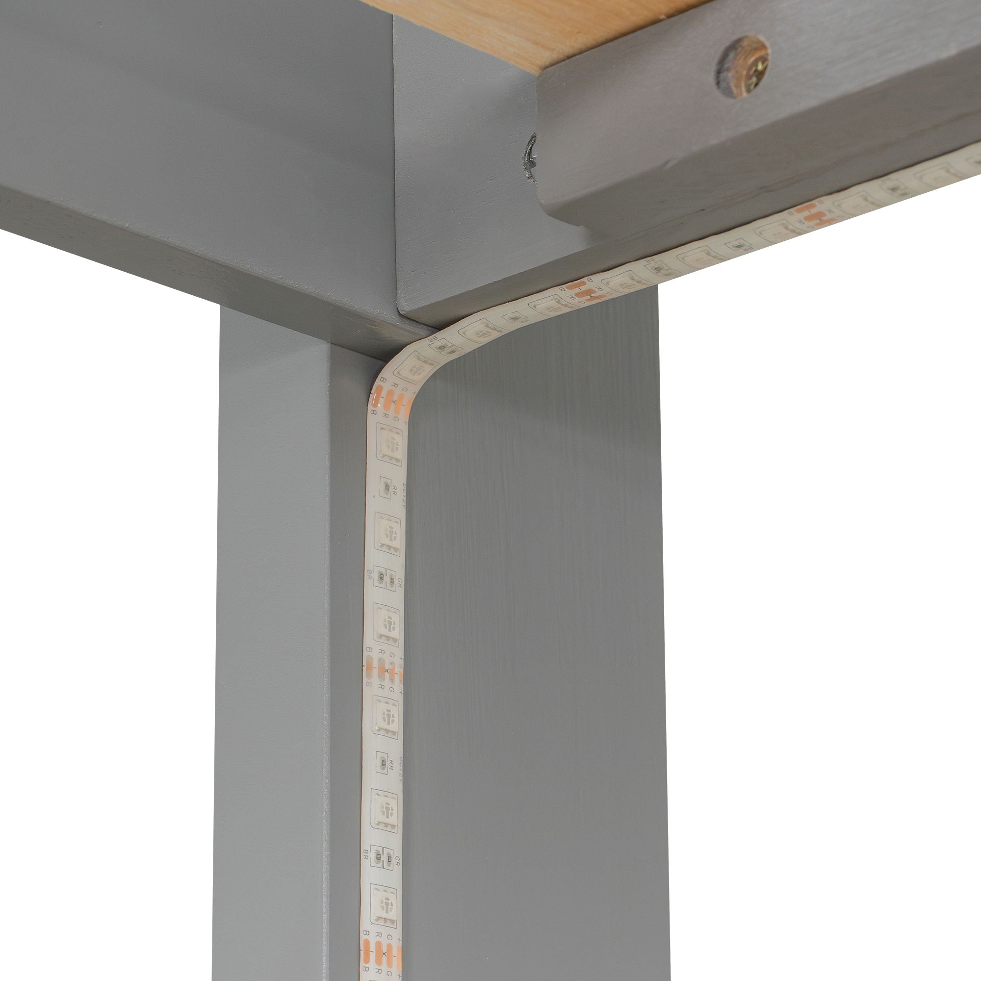 Bunk Bed With Storage Shelves, LED Lighting, Charging Station And Drawer