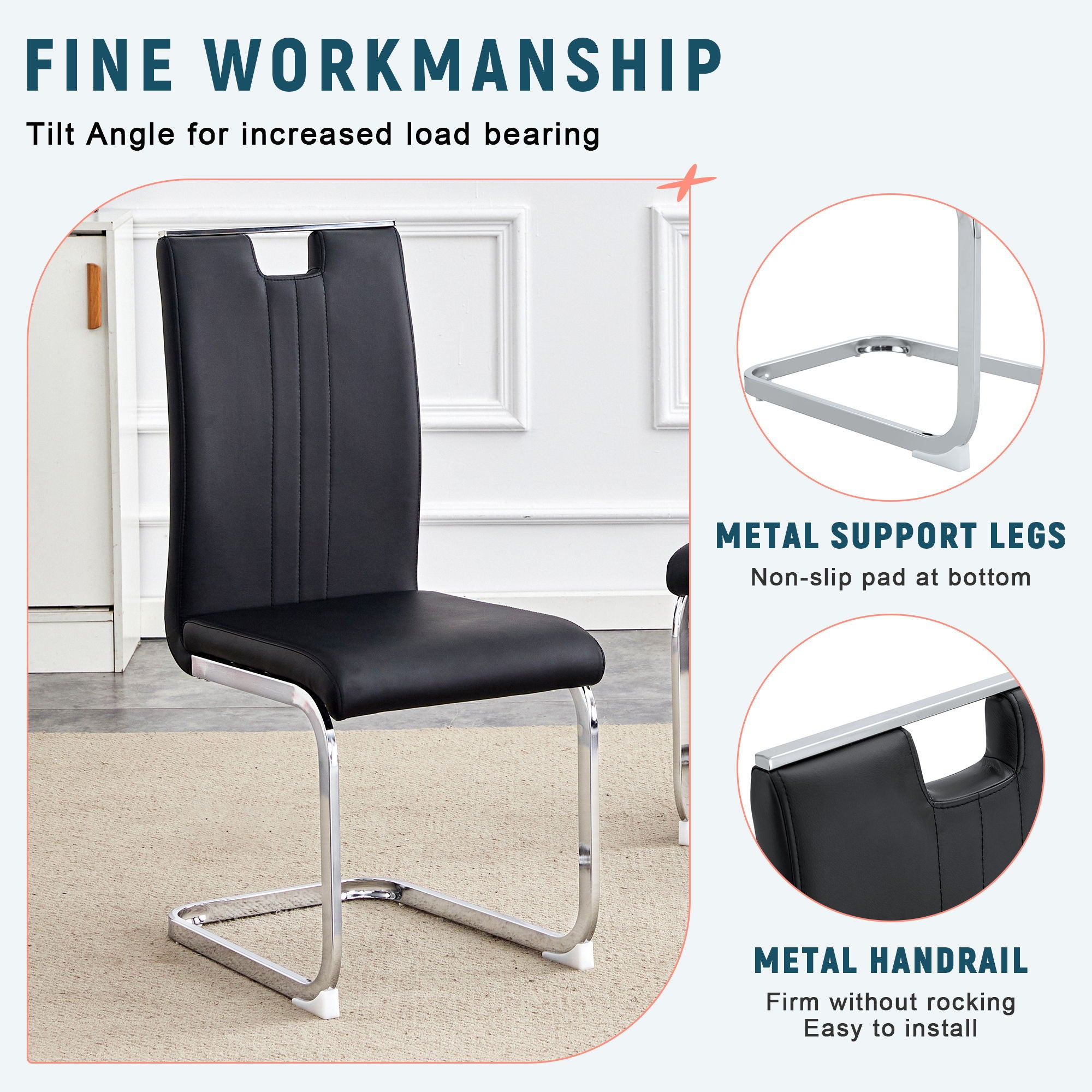 Bow Shaped Chairs, Ergonomic Design, Non Slip Base