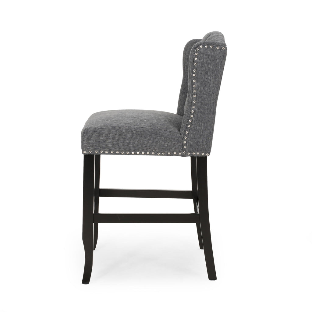 Vienna - Fabric Tufted Counter Stool With Nailhead Accents (Set of 2)