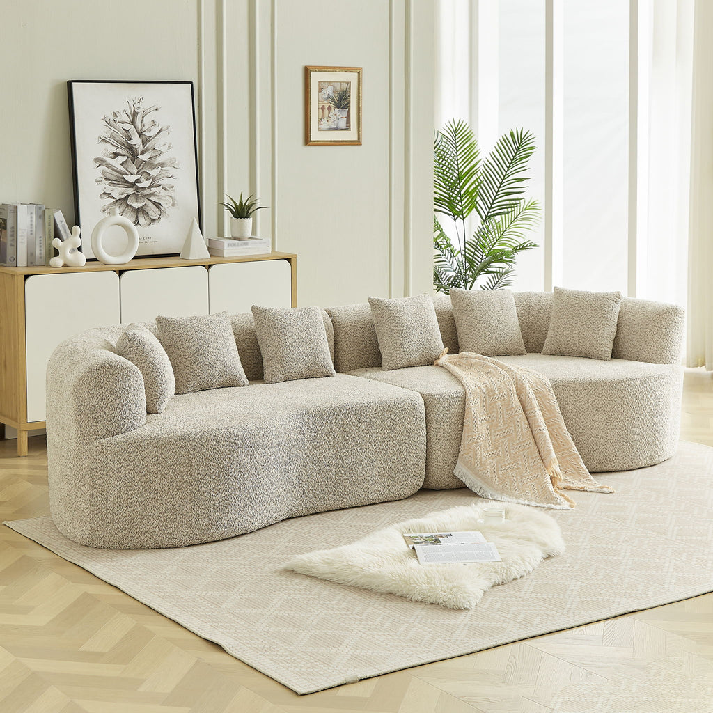 Curved Sectional Sofa With 6 Pillows