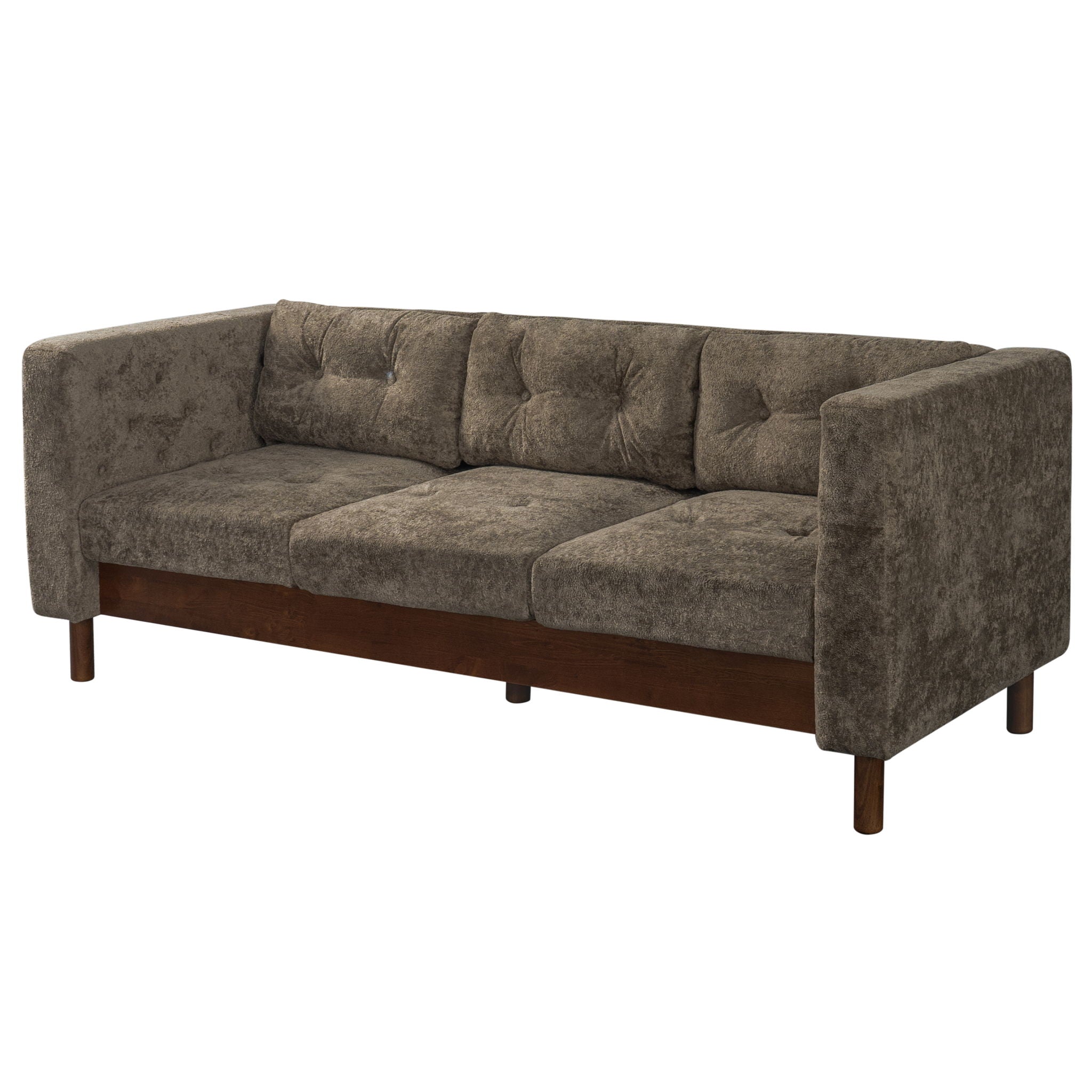 3 Seater Sofa With Square Arms, Tufted Pillow Back For Living Room