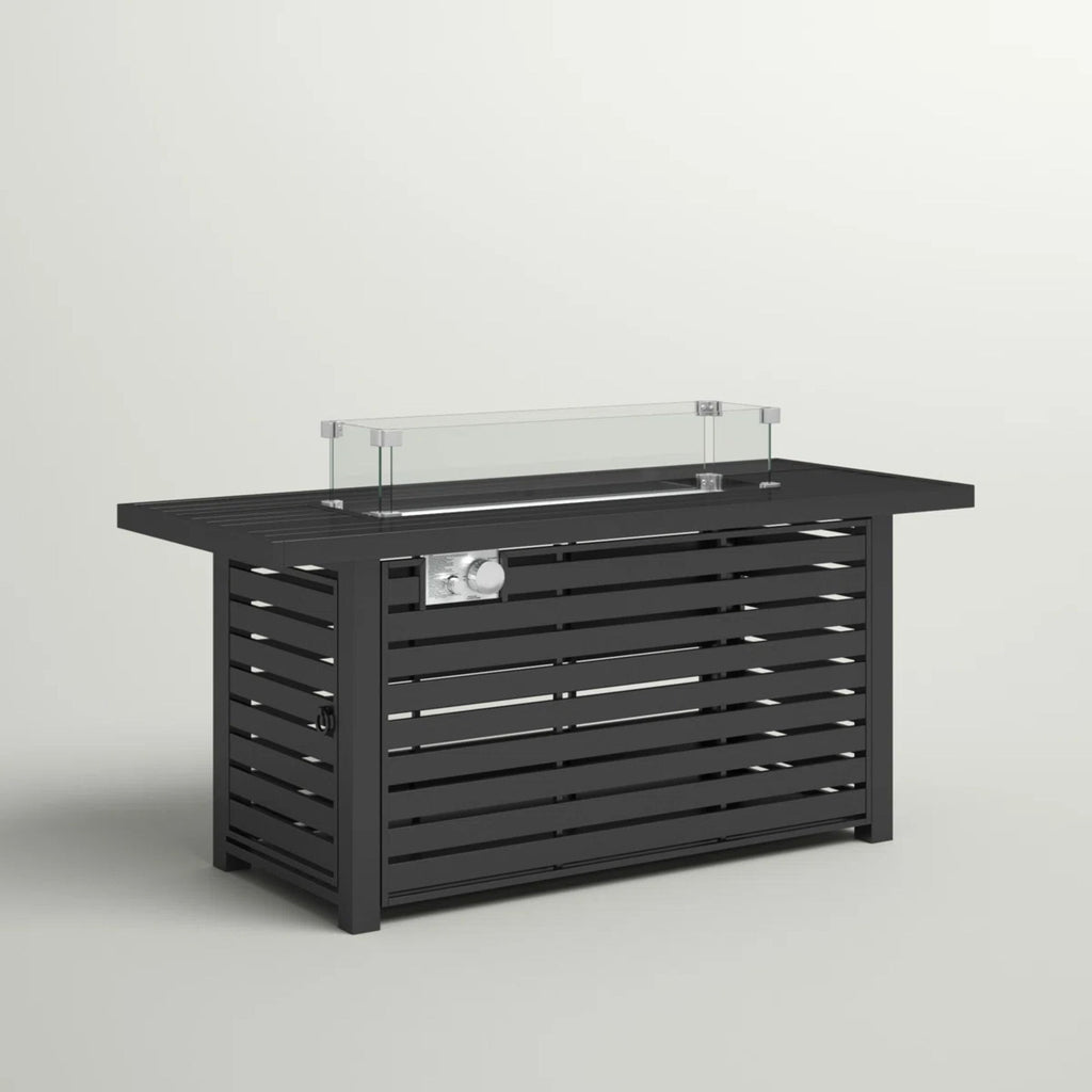 Propane Fire Pit Table With Cover - Black
