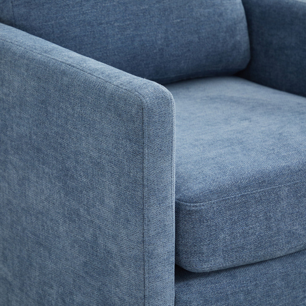 Modern Square Upholstered Swivel Accent Chair With Metal Base