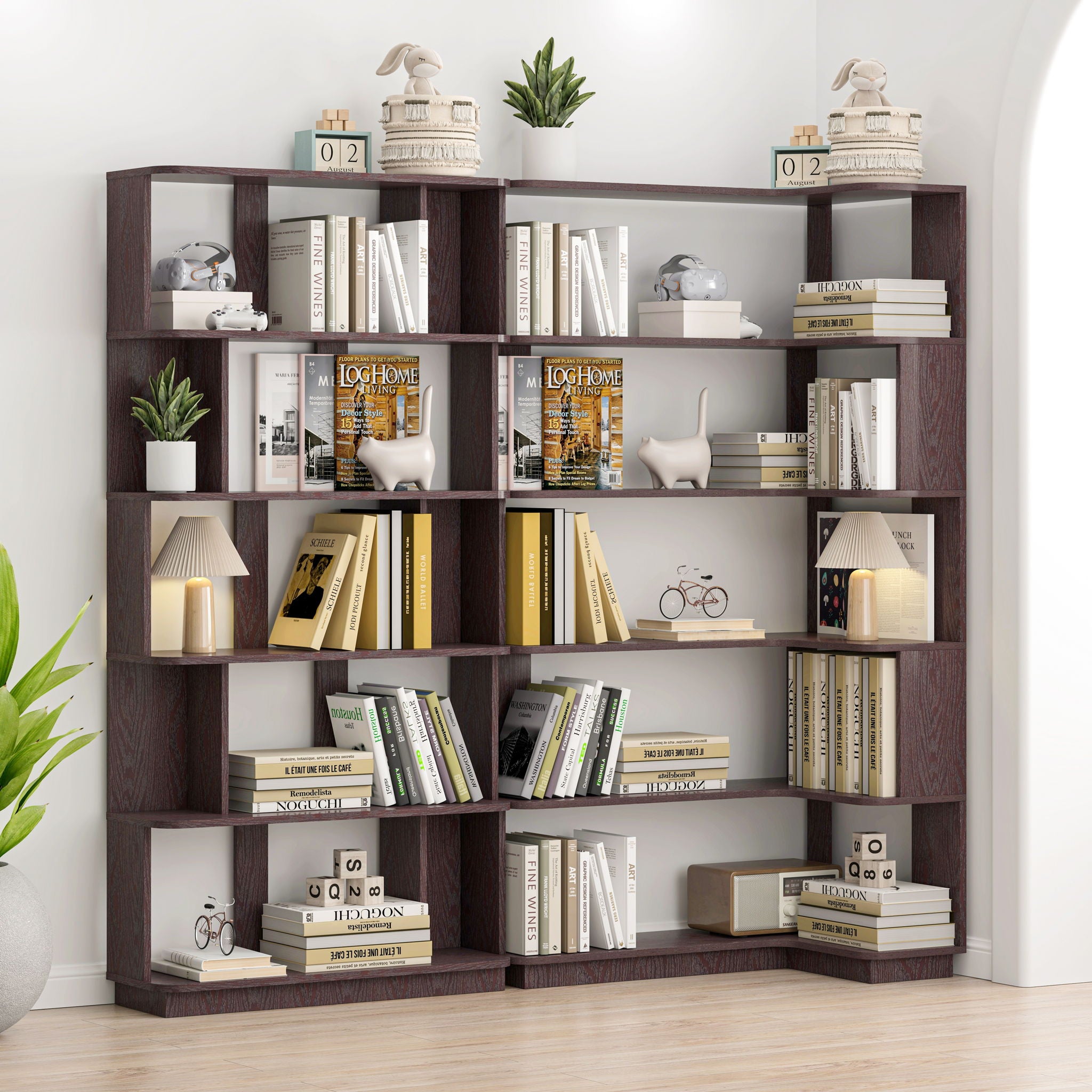 Modern 5 Tier Open Storage Bookcase