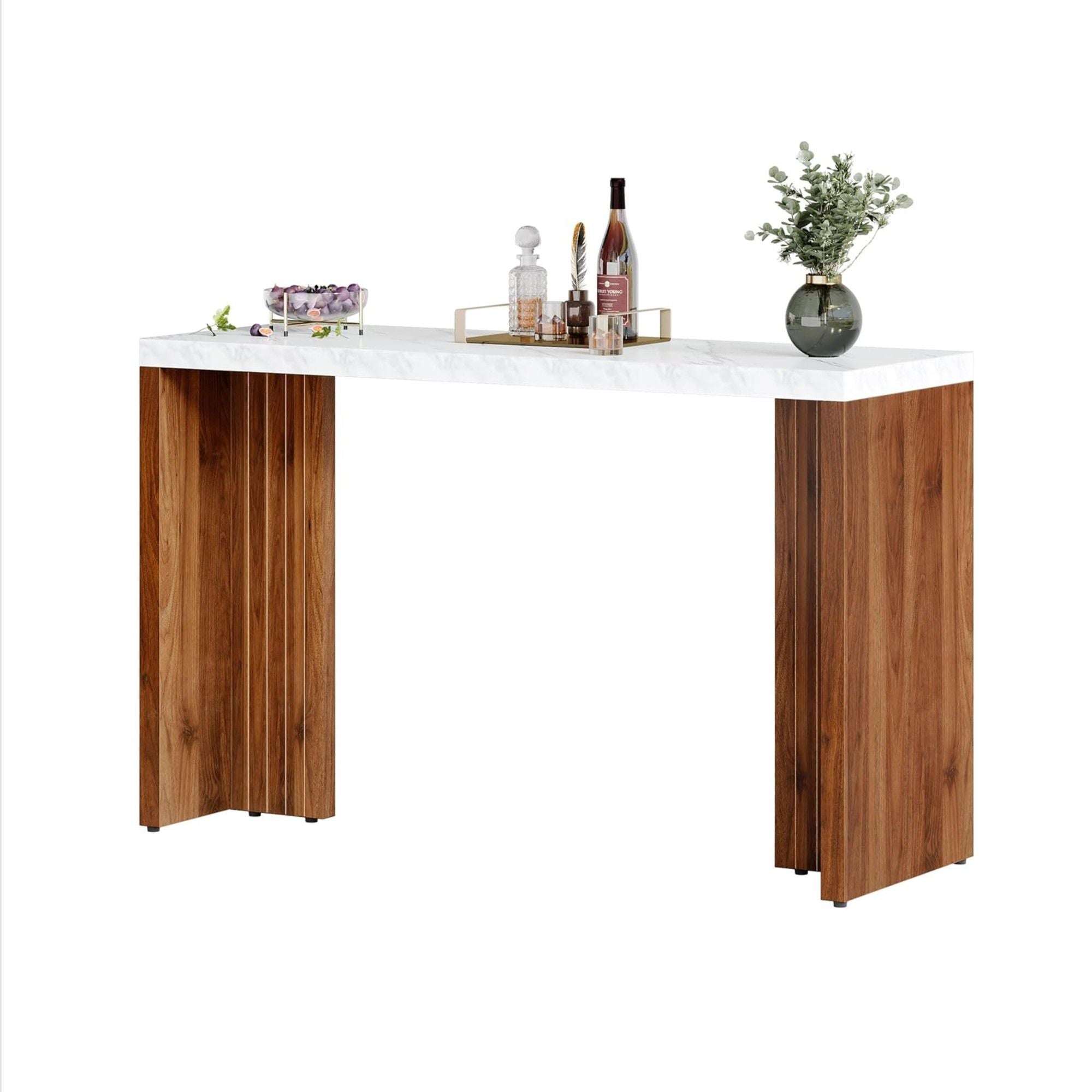 Home Bar Height Table For Kitchen - Brown / White