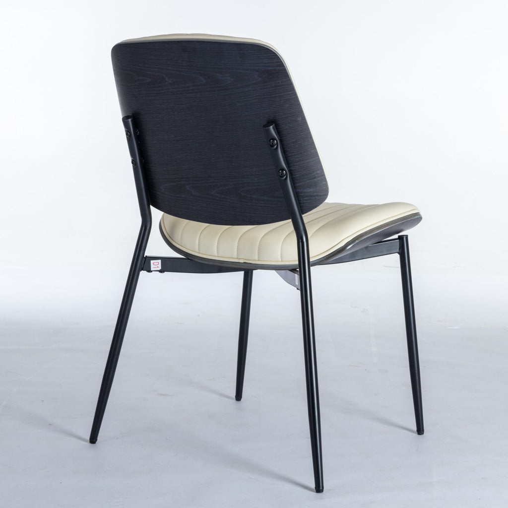 Dining Chairs (Set of 2) Mid-Century Modern Retro Chair With Walnut Bentwood Back Upholstered Seat Metal Legs Adjustable Foot For Kitchen Dining Room Chairs