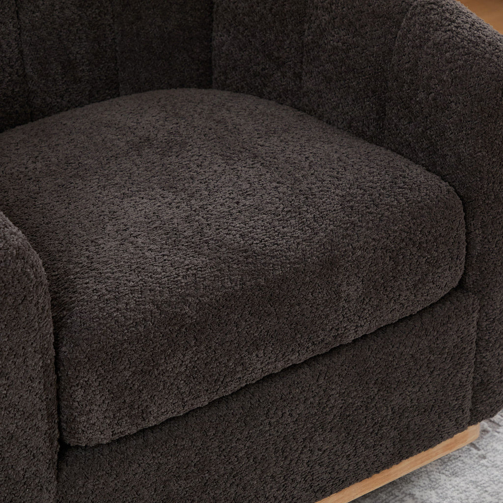 Swivel Upholstered Barrel Chair With Metal Base