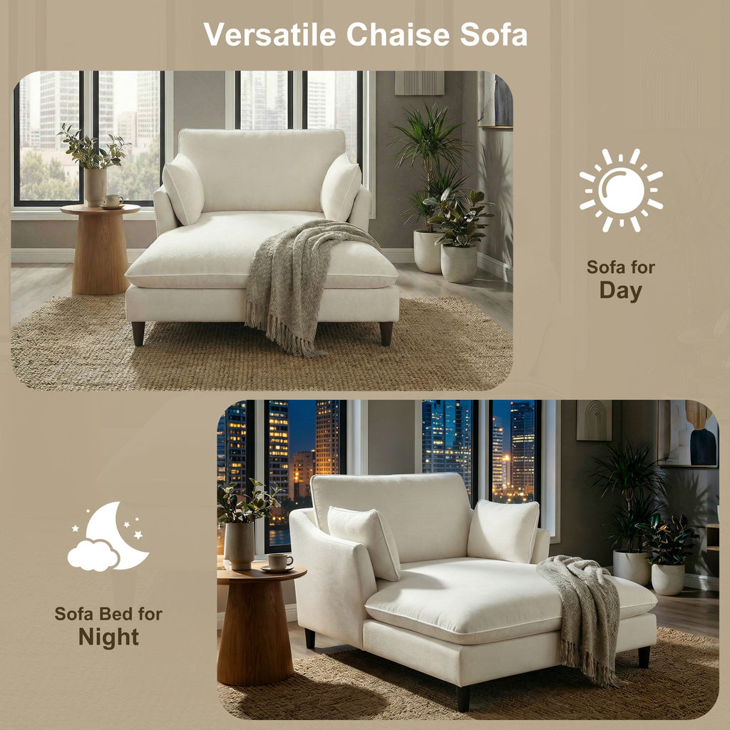 Modern Chaise Lounge Couch Sofa Bed With Pillows