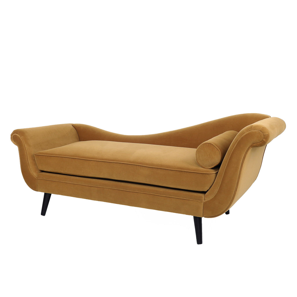 Auroral - Upholstered Chaise Lounge With Scrolled Arms And Tapered Legs