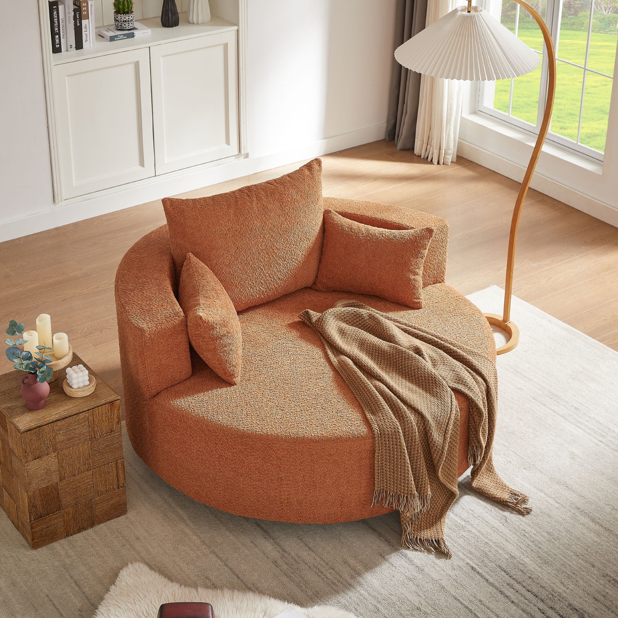 360° Swivel Accent Barrel Chair With 3 Removable Pillows For Living Room