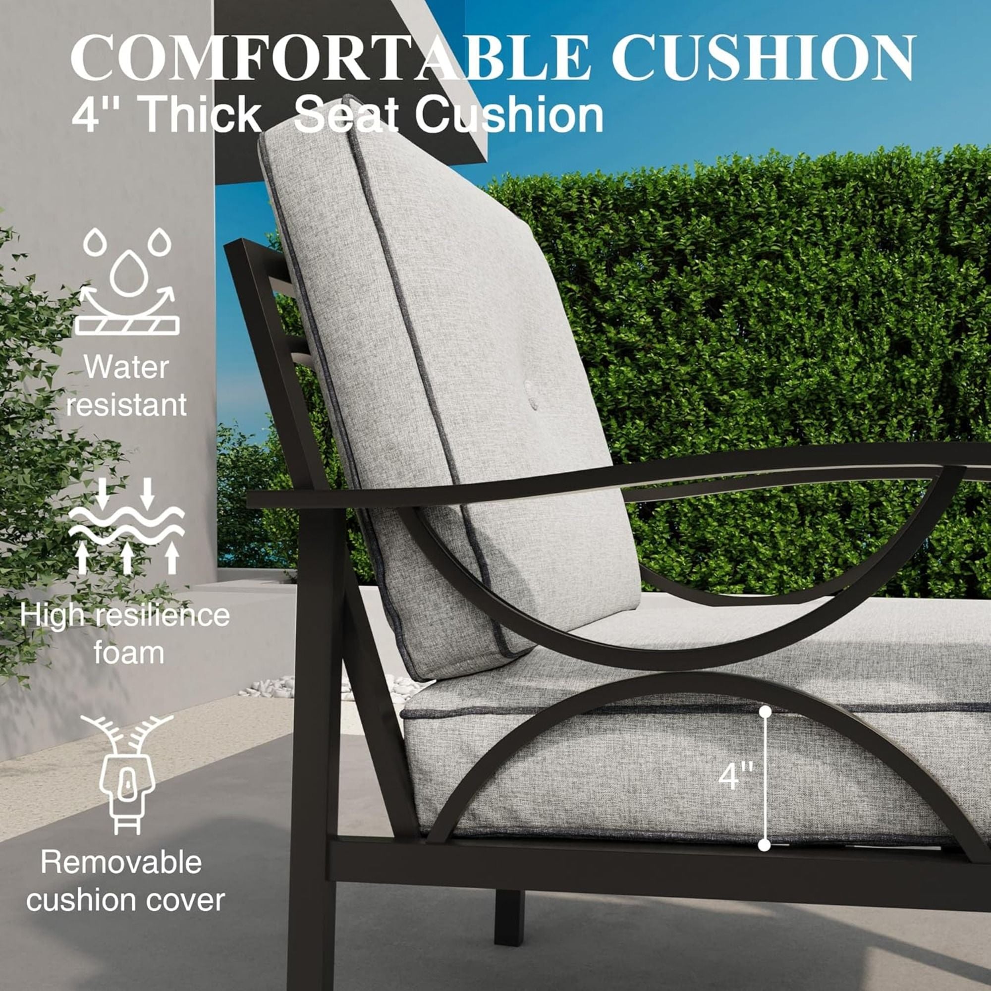 Patio Furniture Set With Coffee Table And Cushions For Backyard