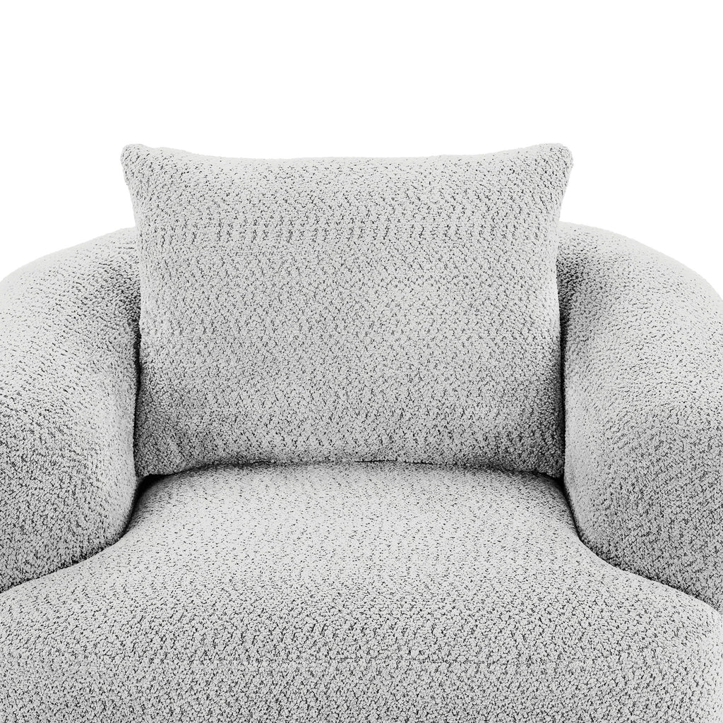 360° Swivel Barrel Sofa Chair With Throw Pillow, Upholstered Accent Chair