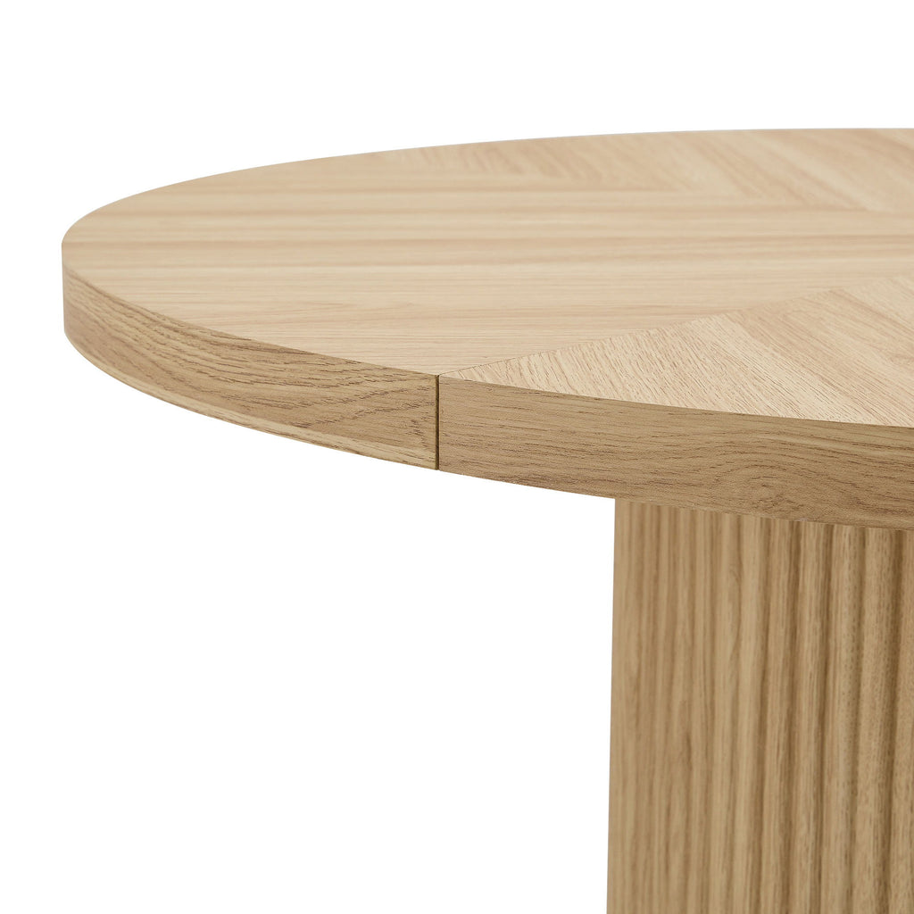 Roman Column Round Dining Table With Double Layer Storage - Wood