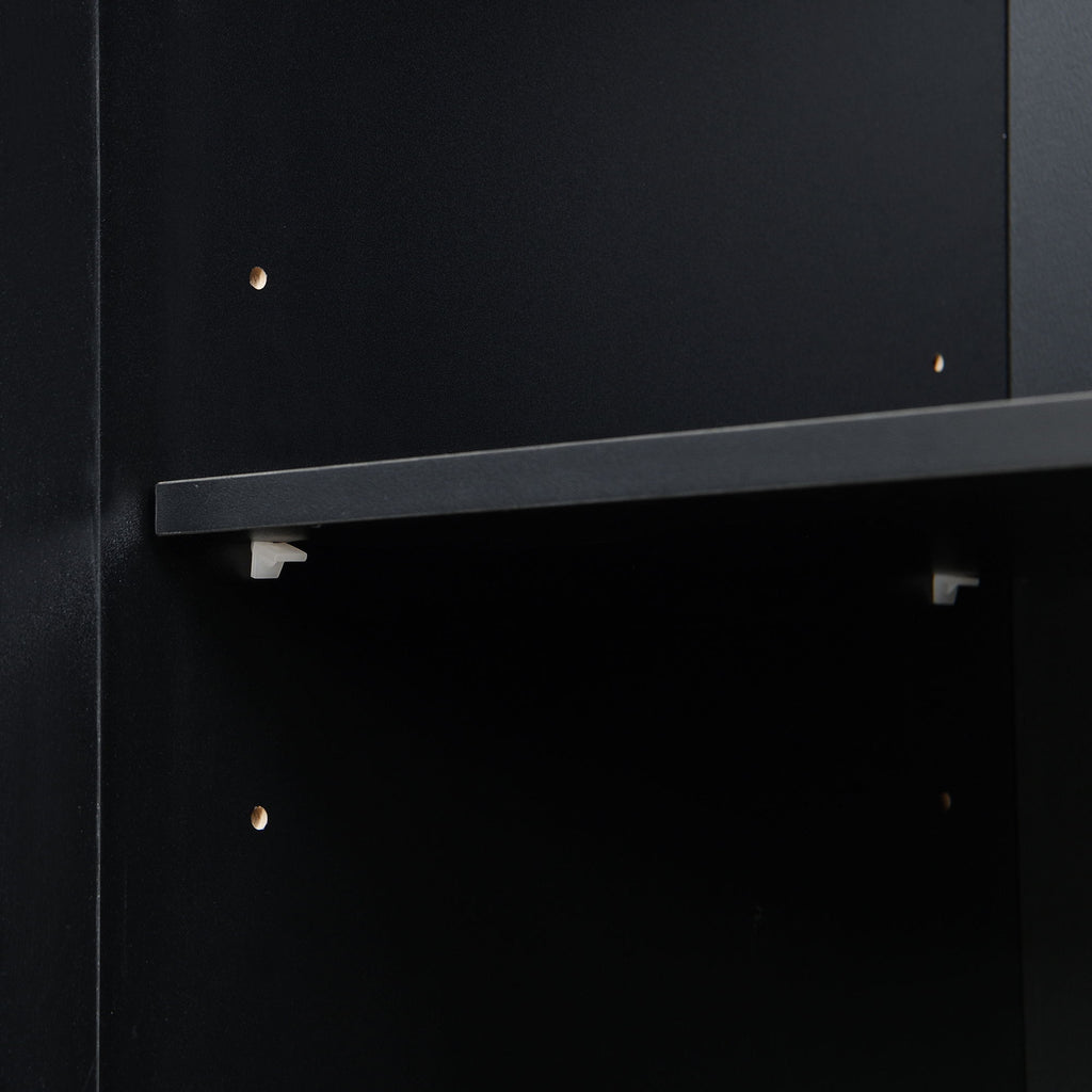 Tall Hall Tree With Shoe Storage, 4 In 1 Entryway Bench With 6 Cabinets, 4 Coat Hooks & Adjustable Shelf For Hallway - Black