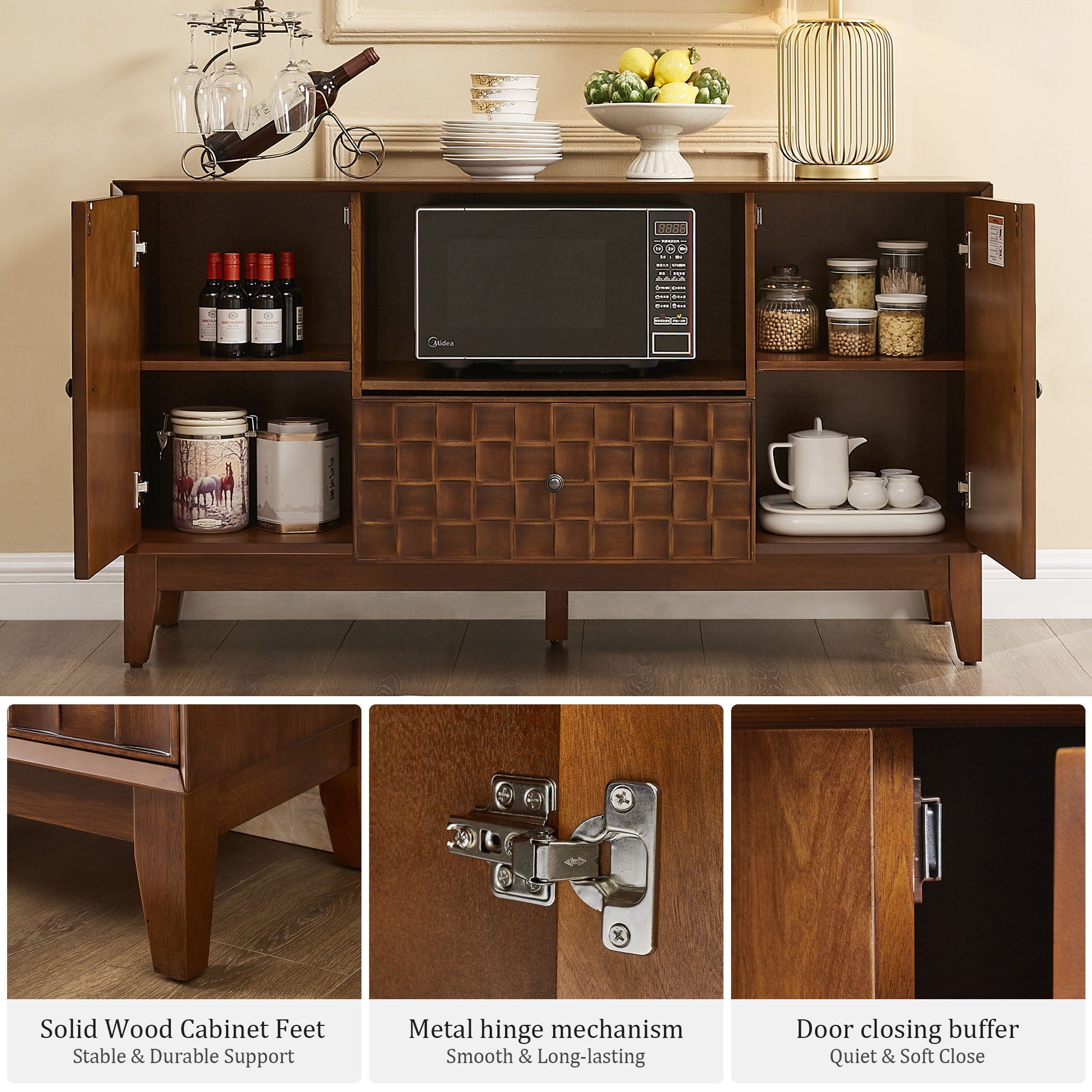 TV Stand With 3D Wood Texture - Brown