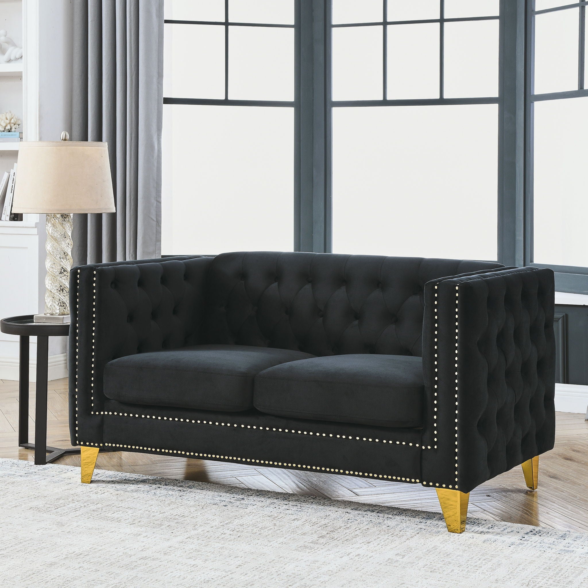Modern Sofa With Button Tufting, Upholstered Couch For Living Room
