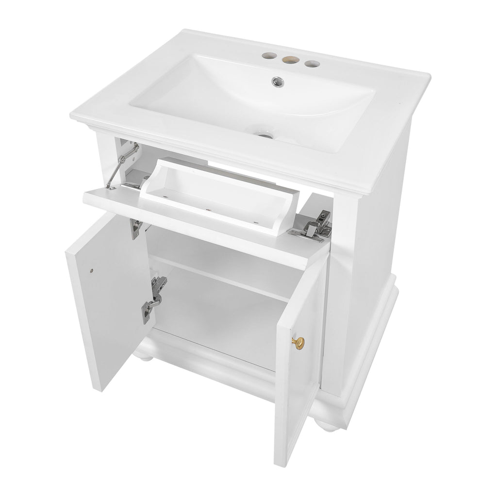 Modern Bathroom Vanity With Tip-Out Drawer And Soft-Close Hinges