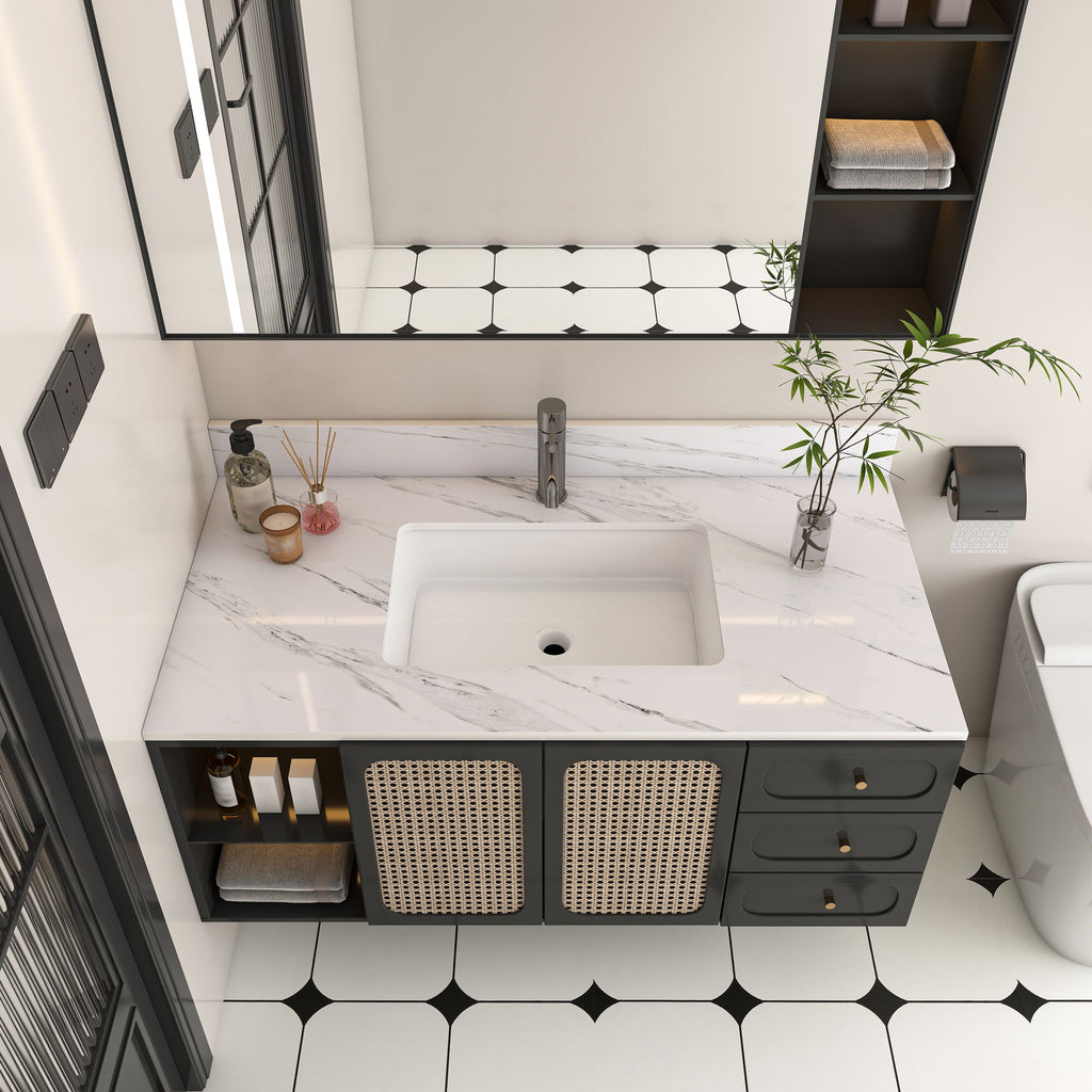 Bianco Carrara Venato Marble Vanity Top With Pre Drilled Faucet Hole And Undermount Sink